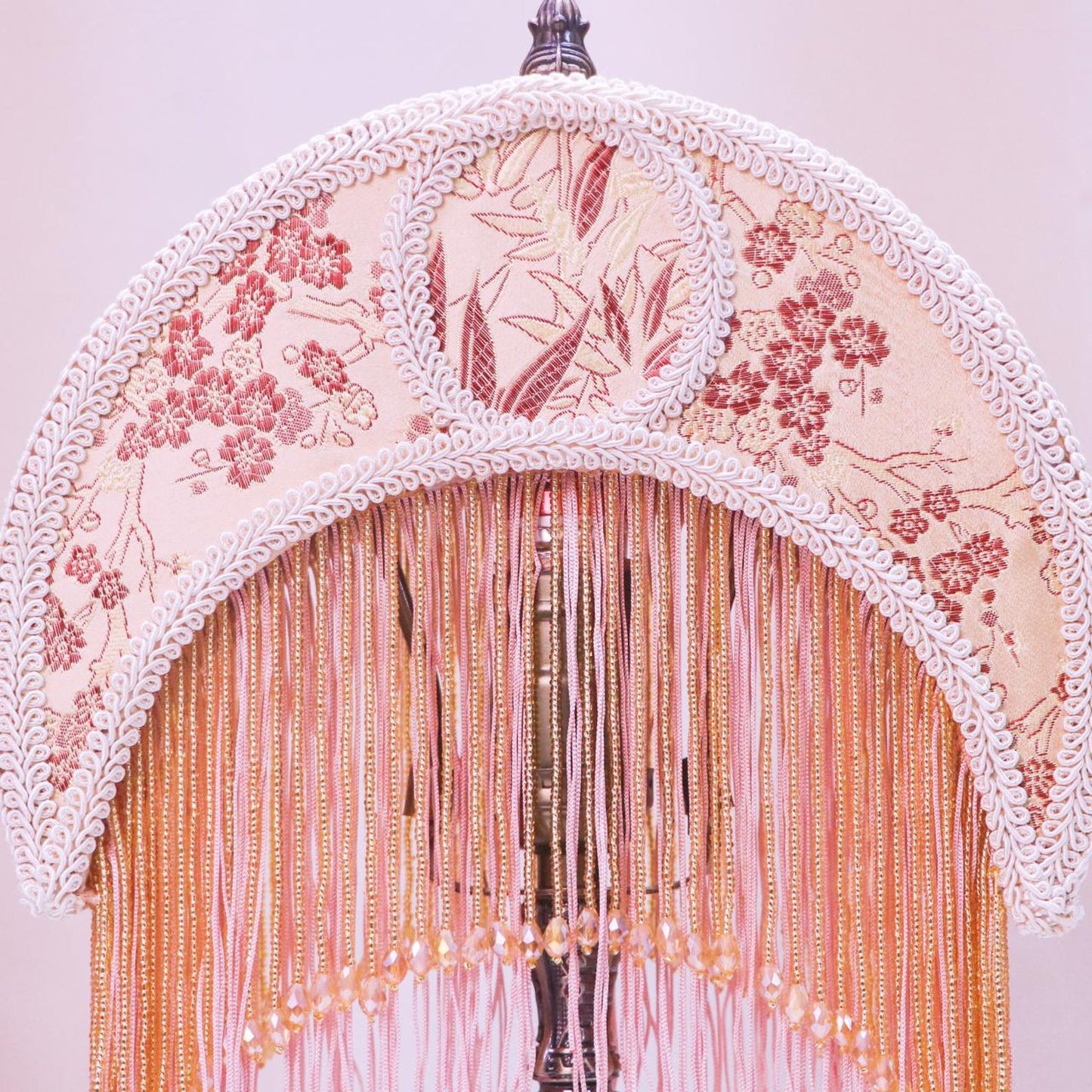 Handmade Retro Moon Table Lamp: Rose & Tassel Accent