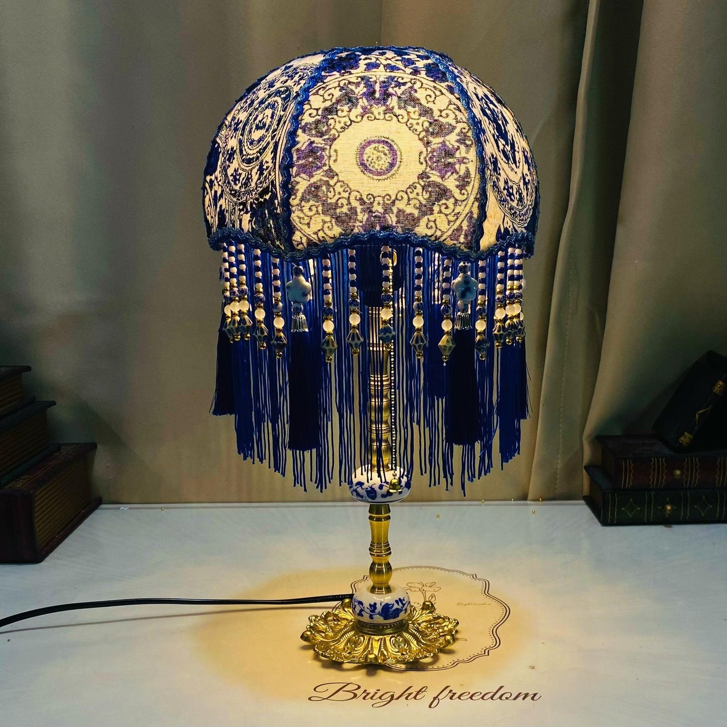 Blue And White Porcelain Warm Light Reading Lamp