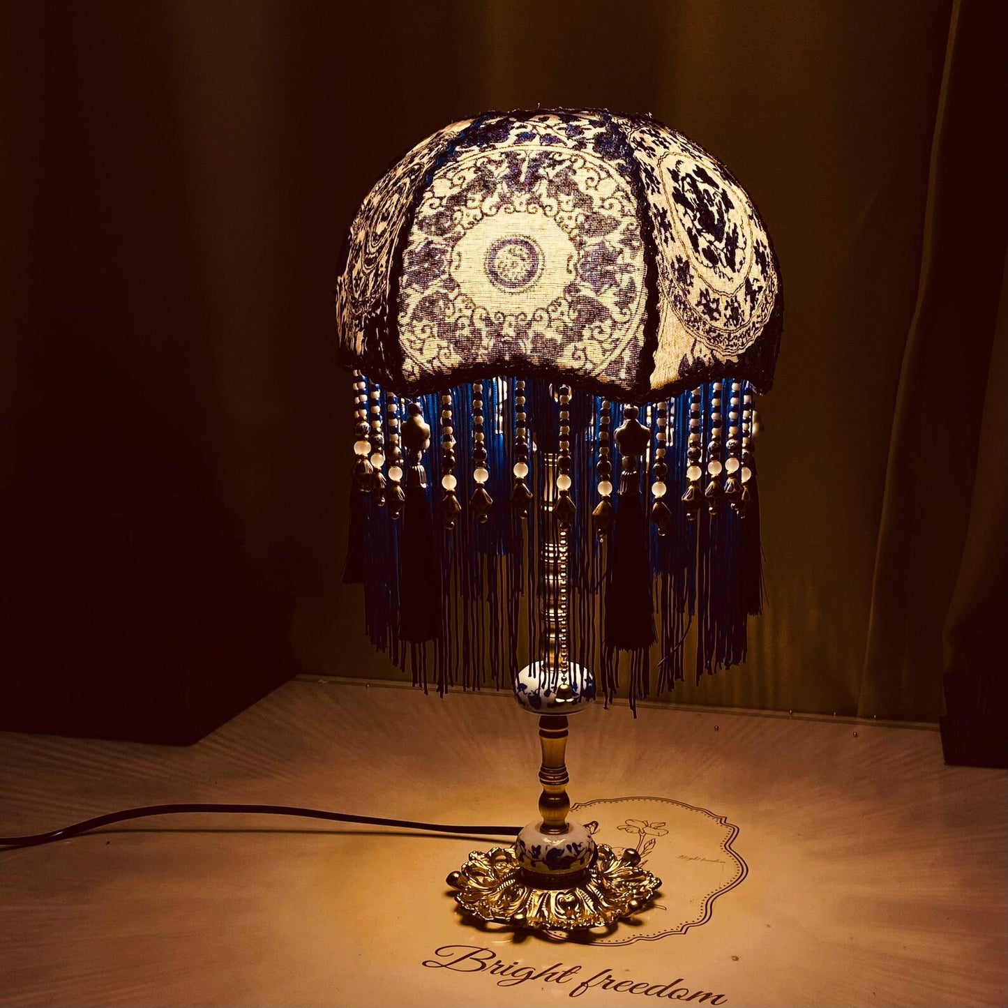 Blue And White Porcelain Warm Light Reading Lamp