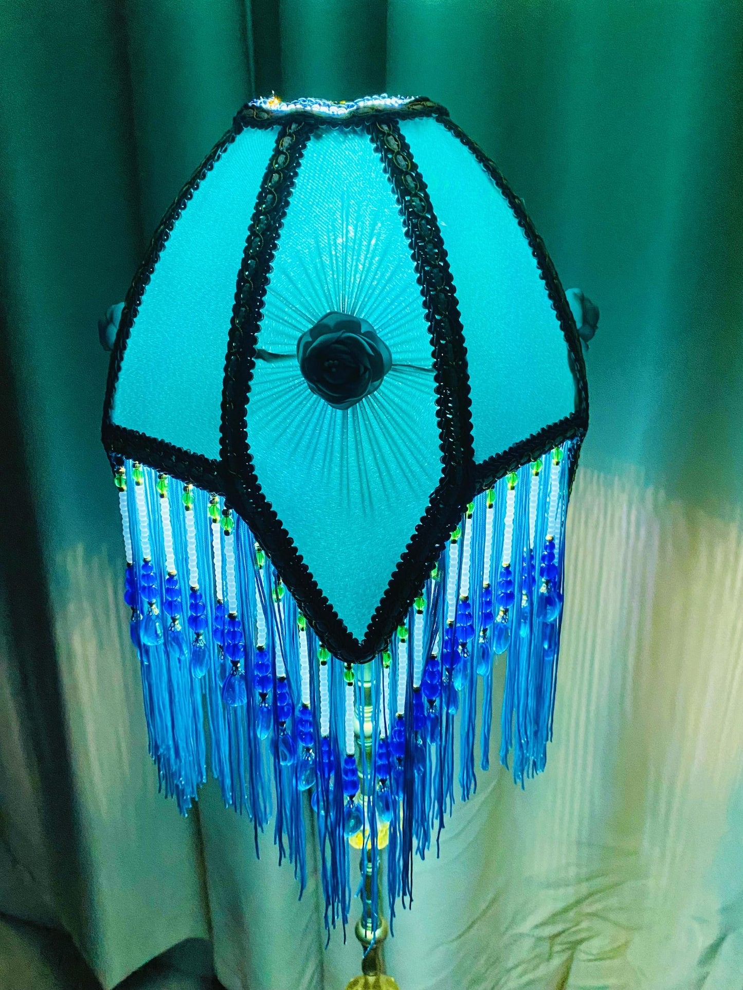 Victorian-Style Pleated Blue Floor Lamp