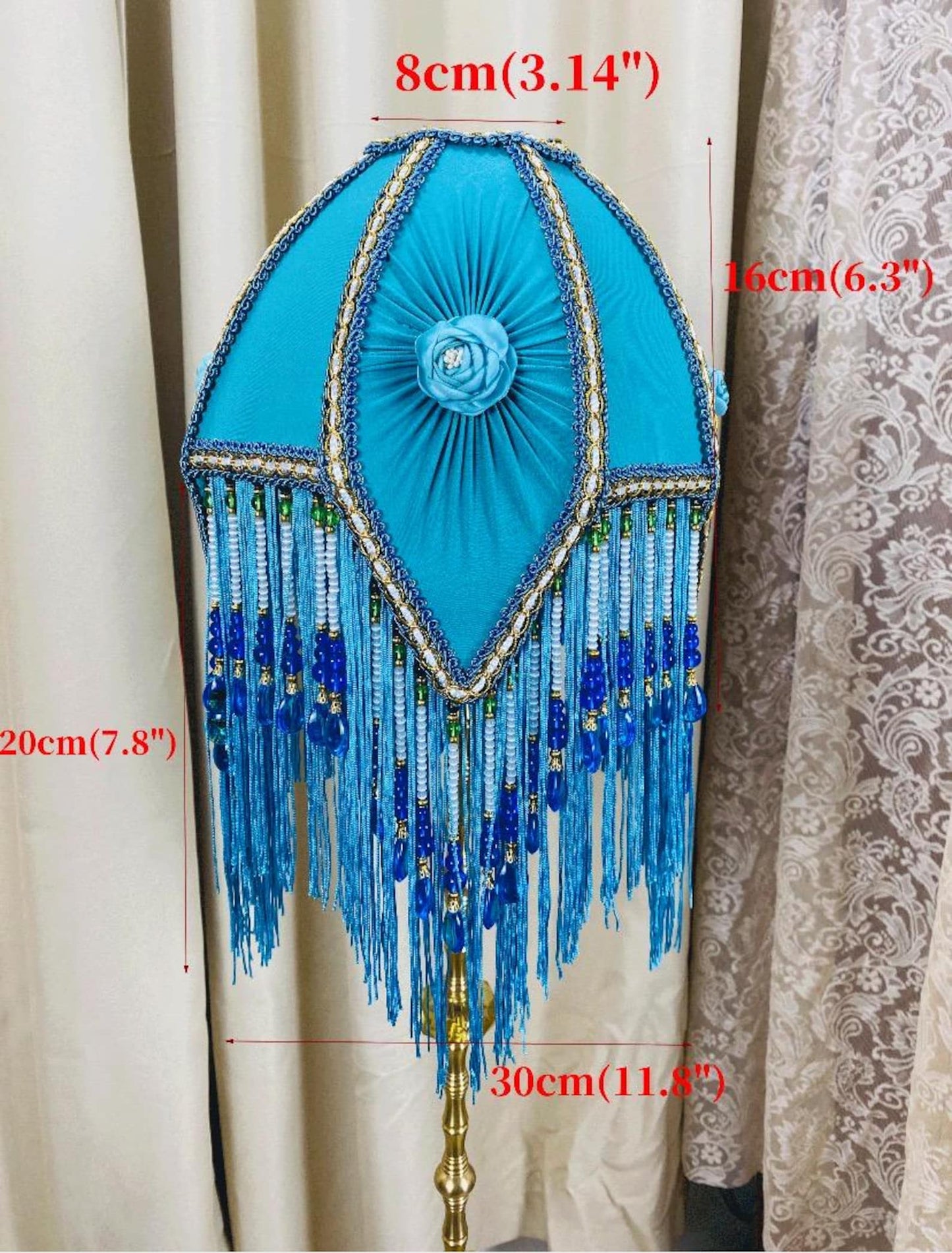 Victorian-Style Pleated Blue Floor Lamp