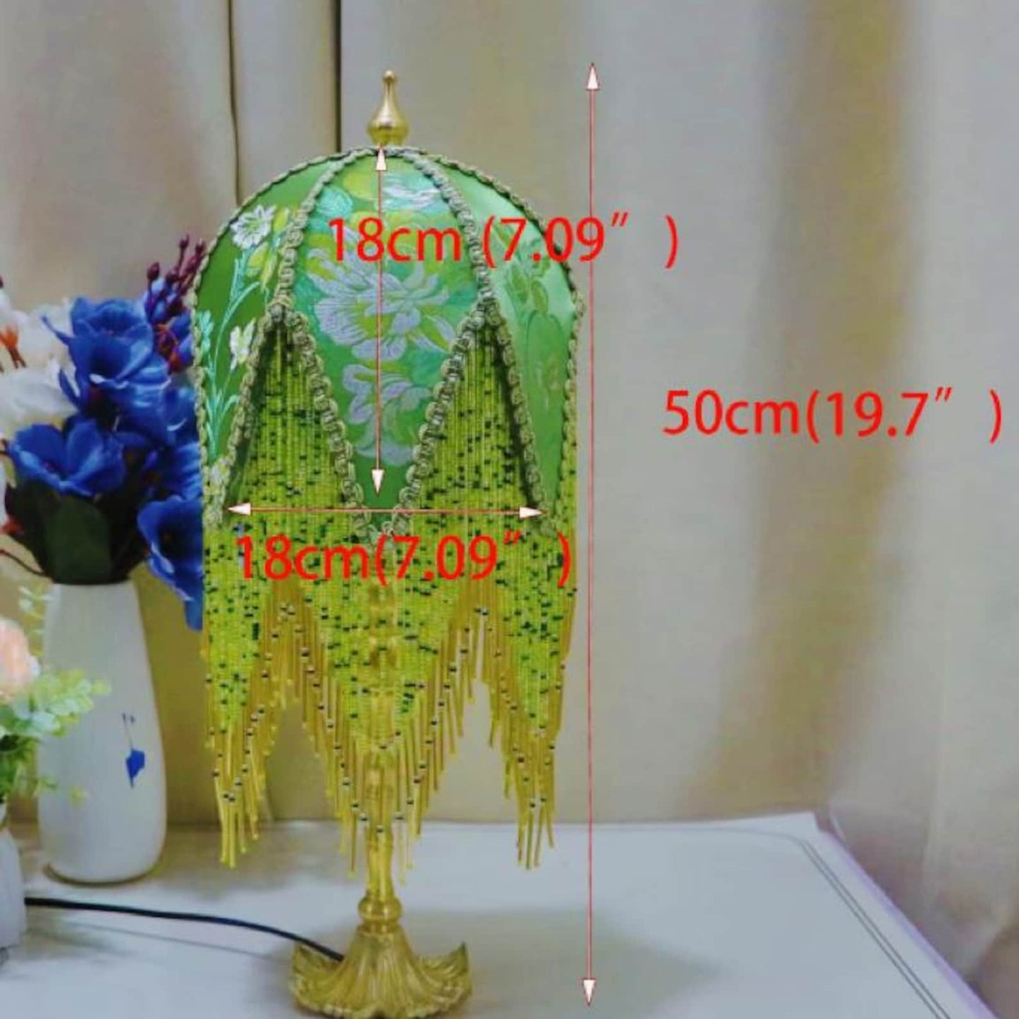 Retro Green Tassel Table Lamp