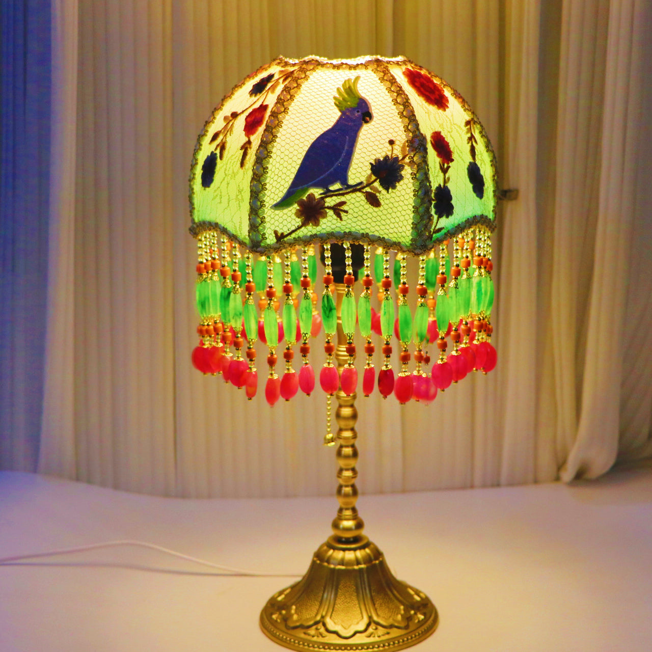 Parrot Hand Embroidered Table Lamp