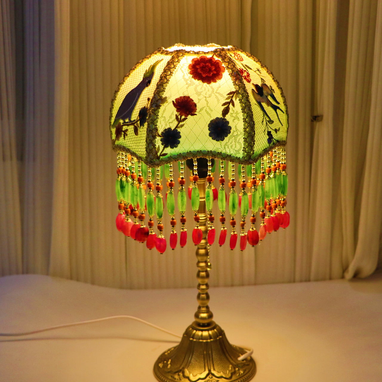 Parrot Hand Embroidered Table Lamp