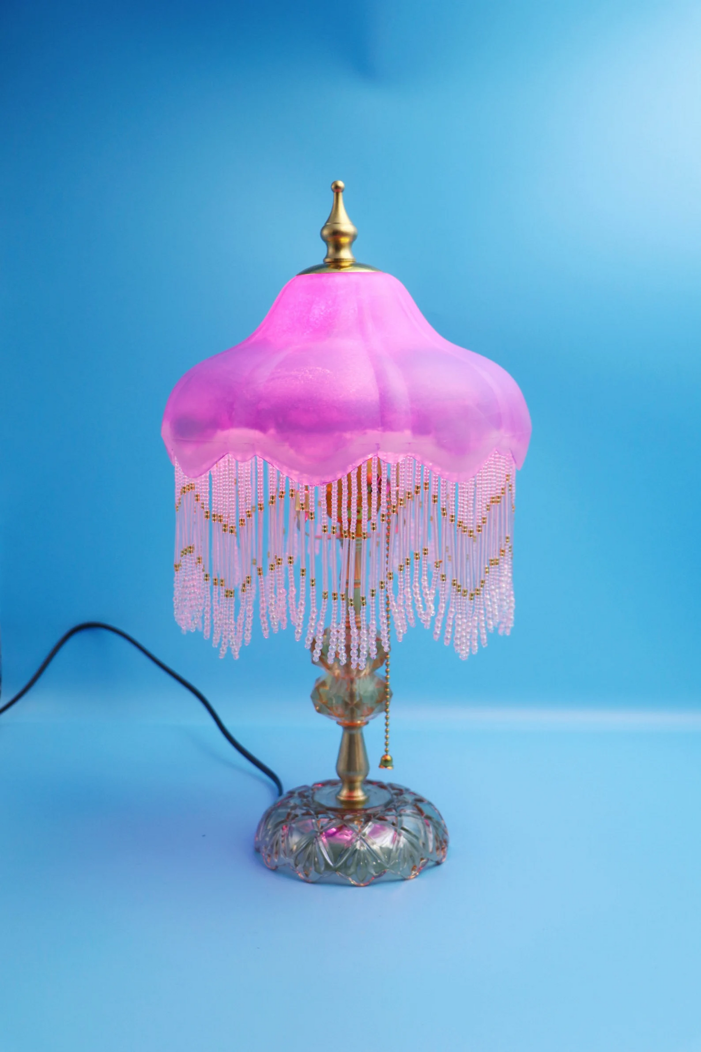 Purple Retro Tassel Table Lamp