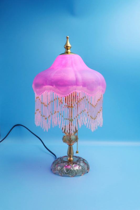 Purple Retro Tassel Table Lamp