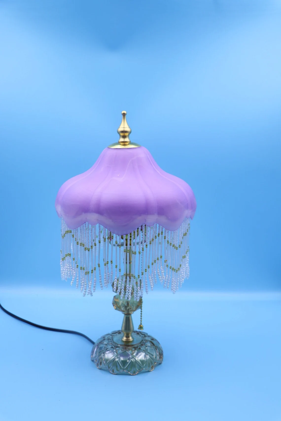 Purple Retro Tassel Table Lamp