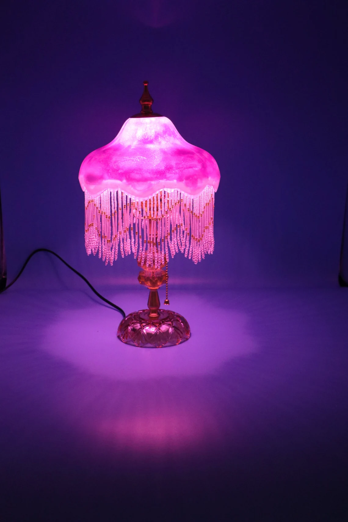 Purple Retro Tassel Table Lamp