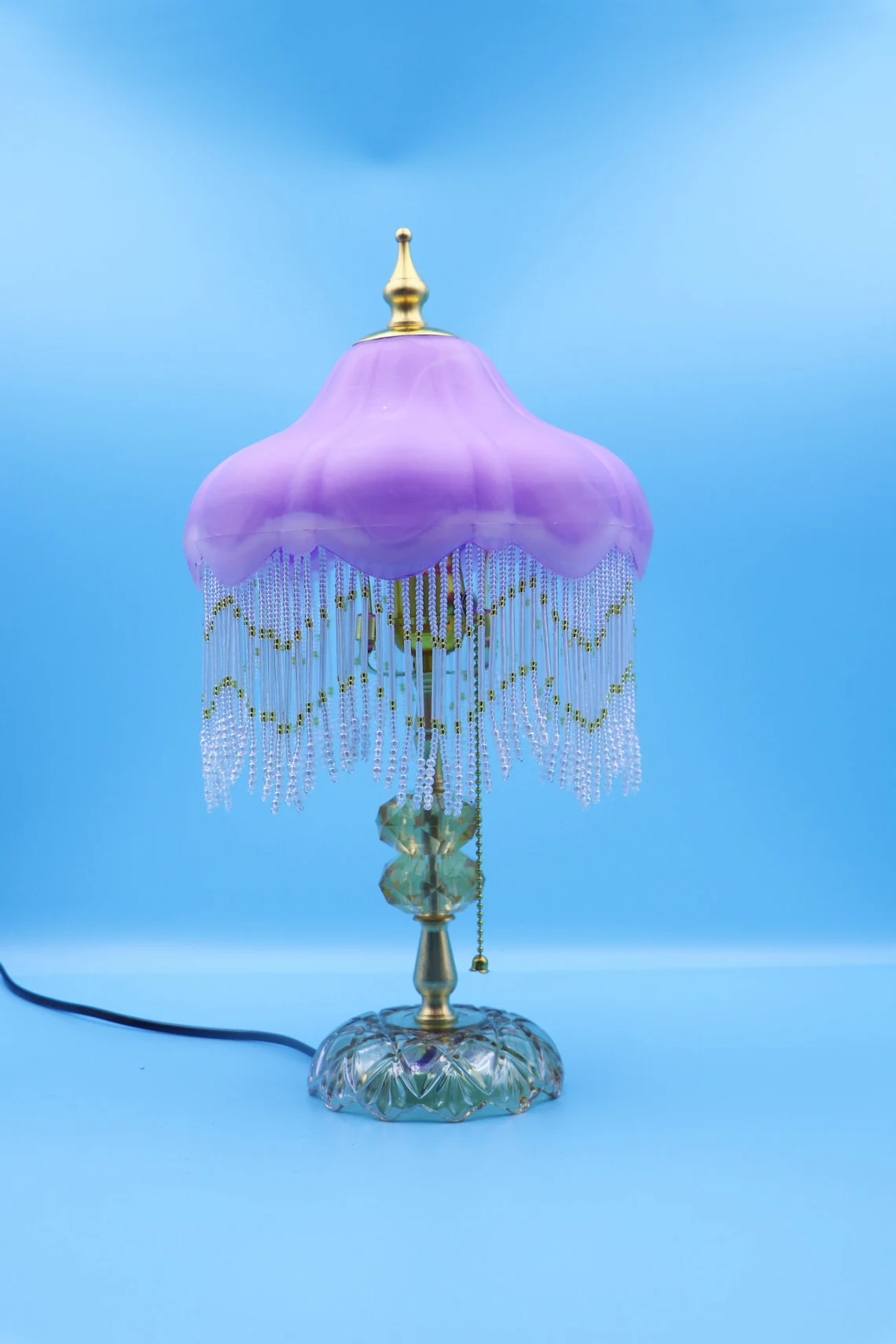 Purple Retro Tassel Table Lamp