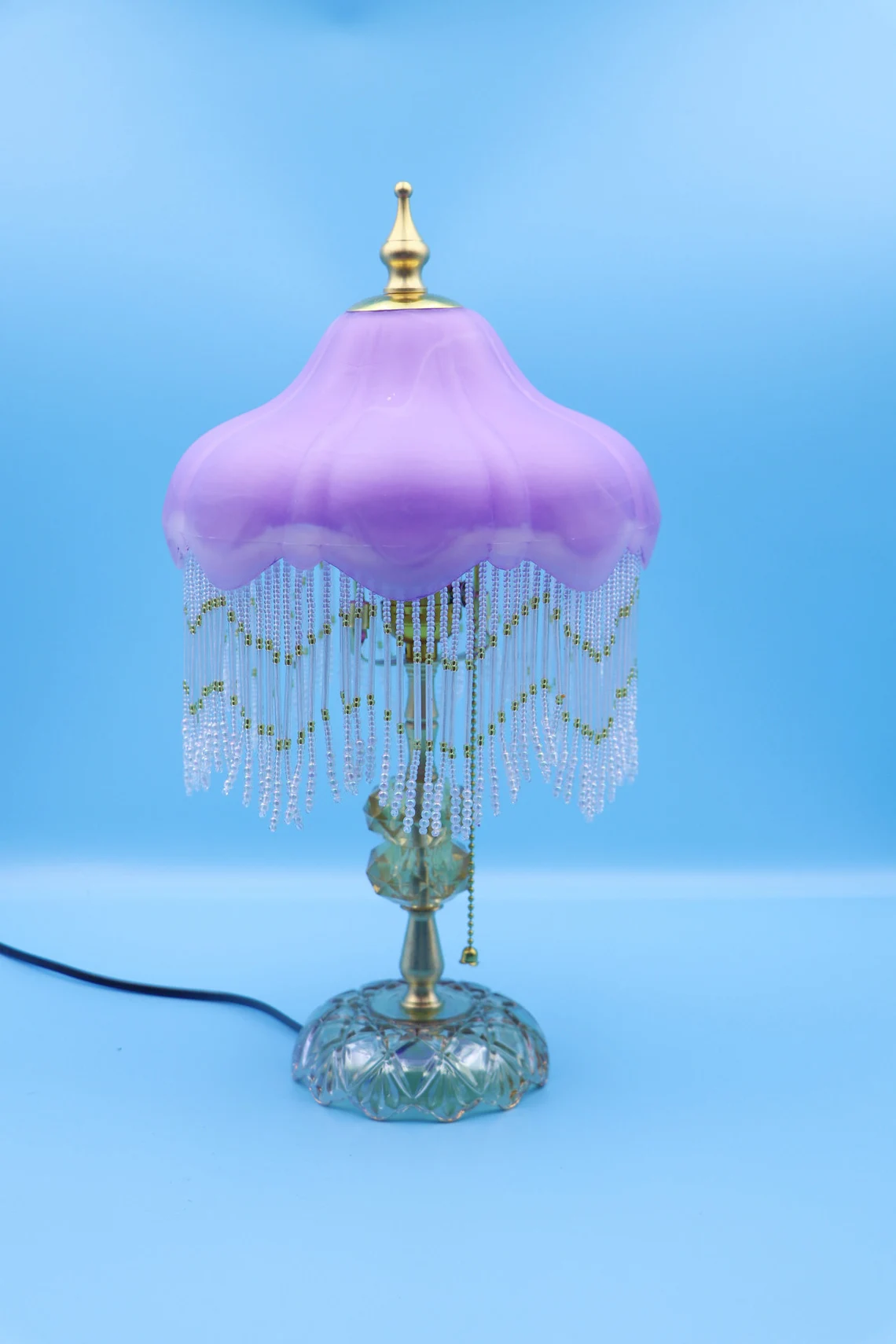 Purple Retro Tassel Table Lamp