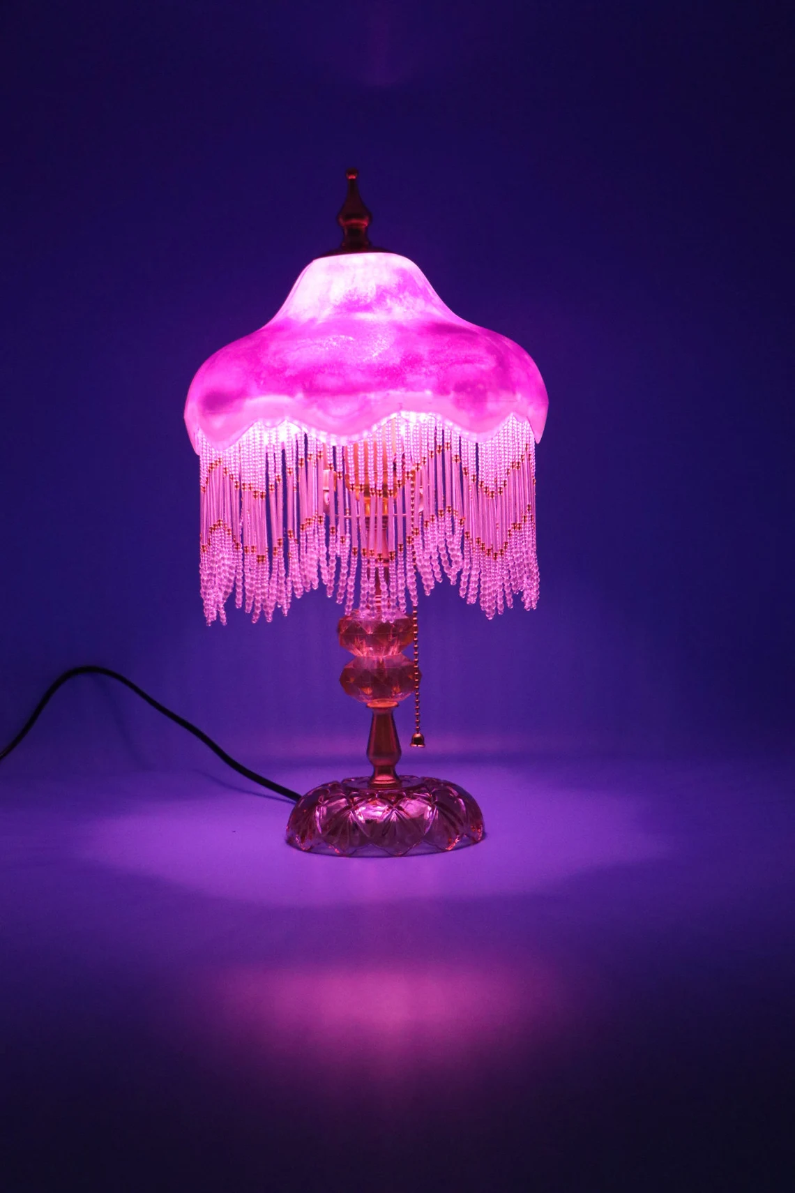 Purple Retro Tassel Table Lamp