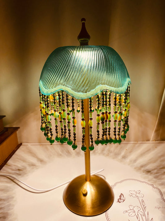 Retro Emerald Green Glass Table Lamp