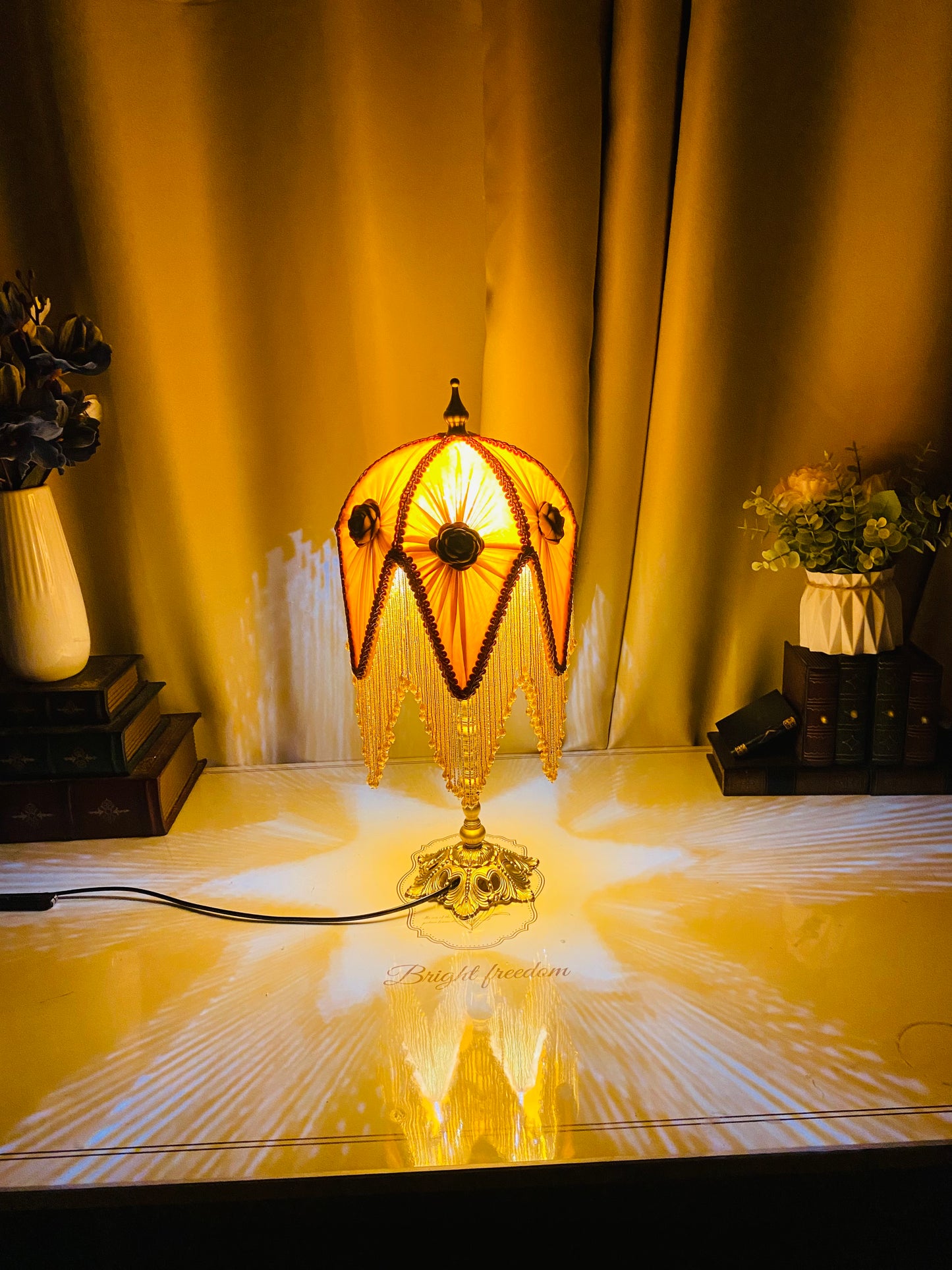 Vintage Light Gold tassel Bedside Lamp