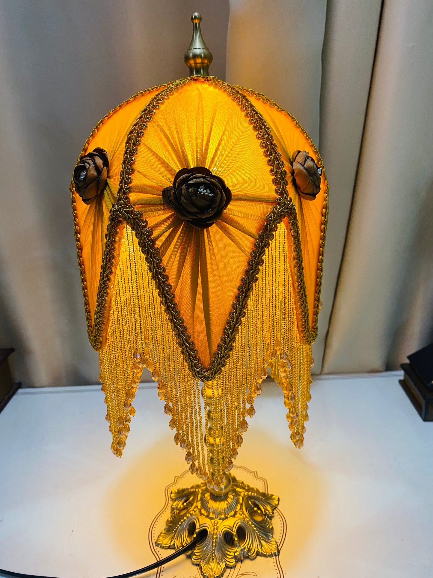 Vintage Light Gold tassel Bedside Lamp