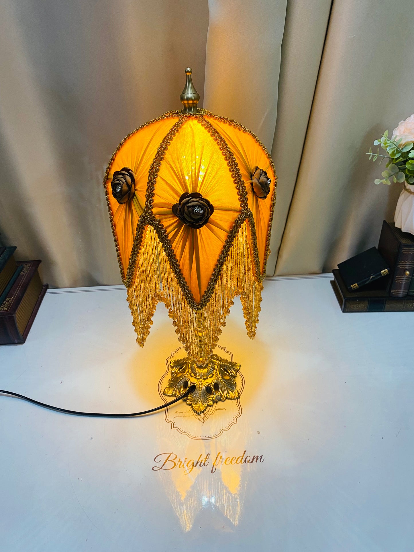 Vintage Light Gold tassel Bedside Lamp