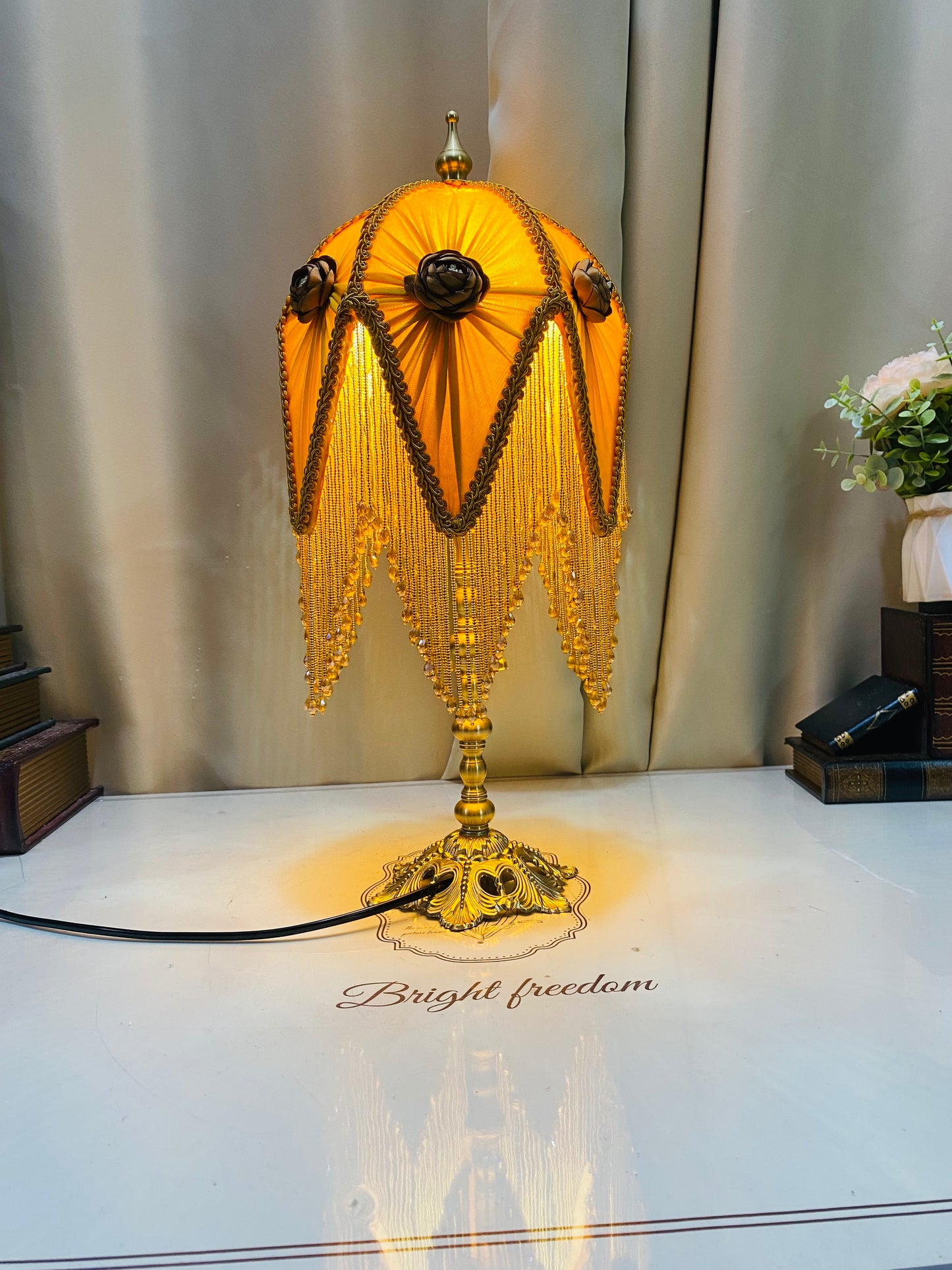 Vintage Light Gold tassel Bedside Lamp