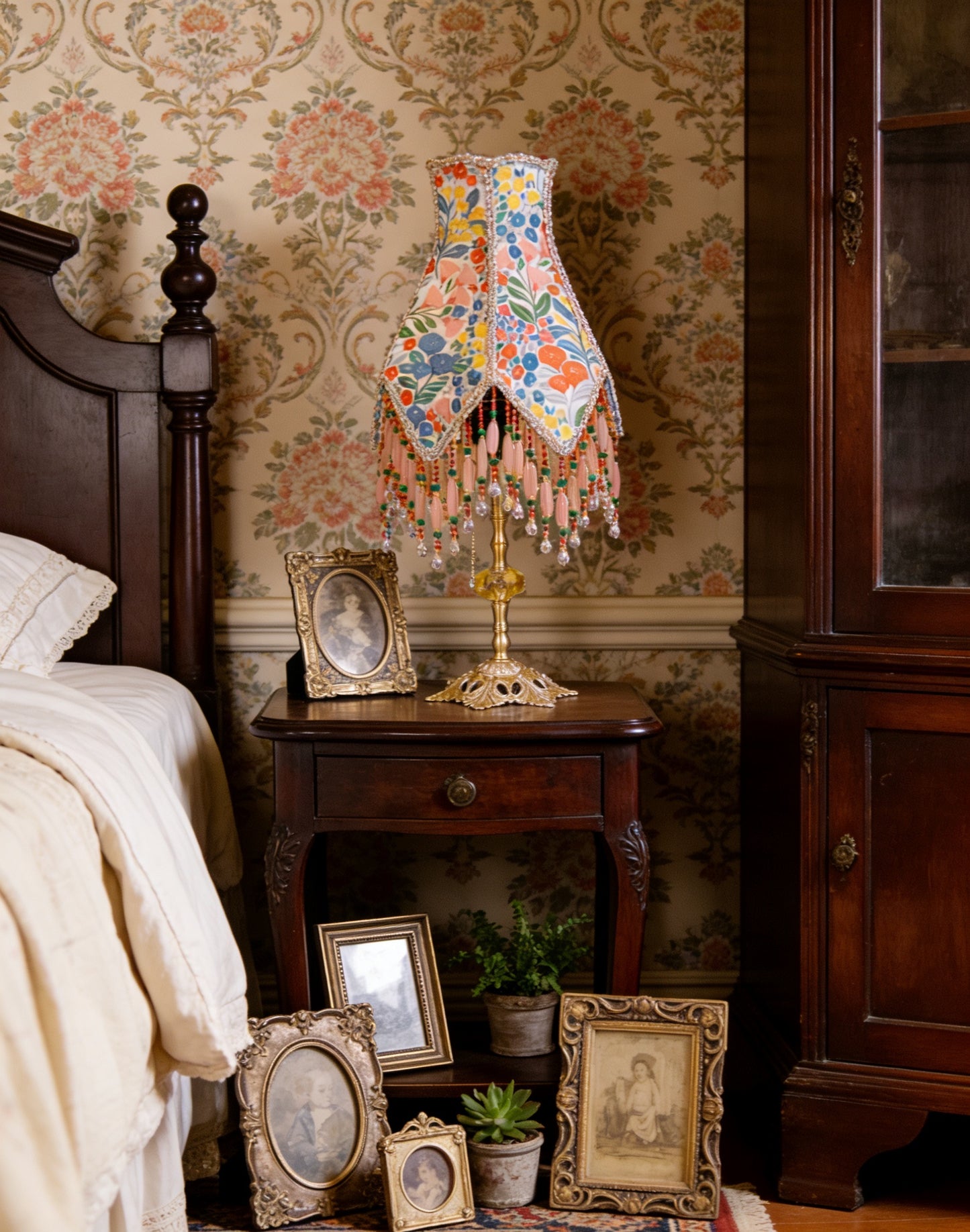 Lampe im Landhausstil mit Blumenmuster als Geschenk zur Einweihung 