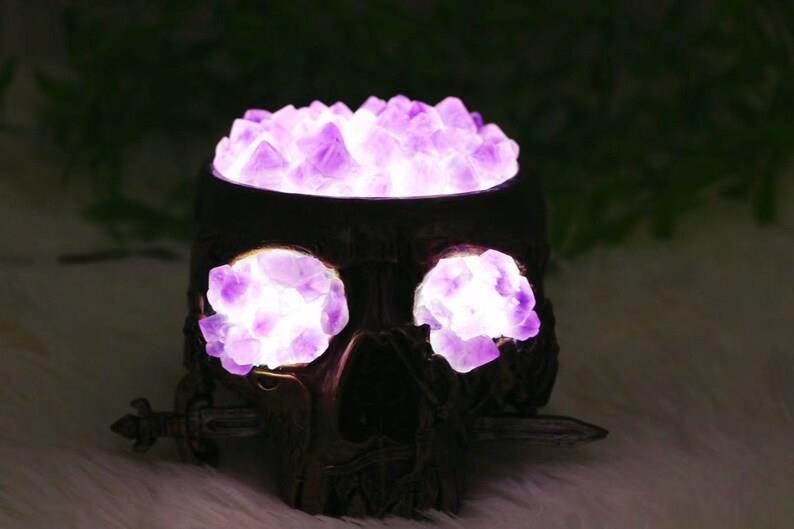 Skull Amethyst Night Light