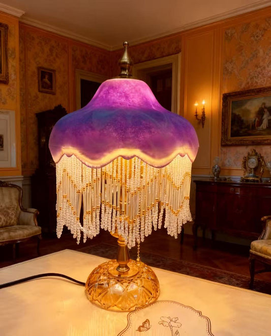Purple Retro Tassel Table Lamp