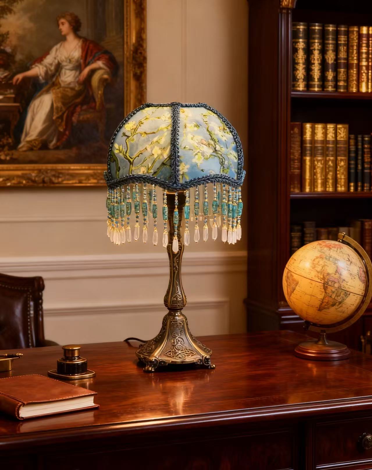 Retro Aprikosenblüten Tischlampe