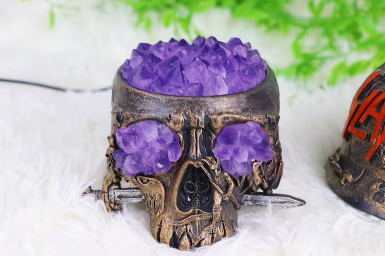 Skull Amethyst Night Light