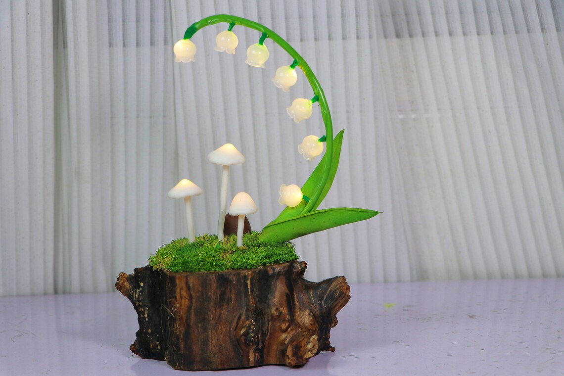 Handmade Original Lily of the Valley Mushroom Night Light