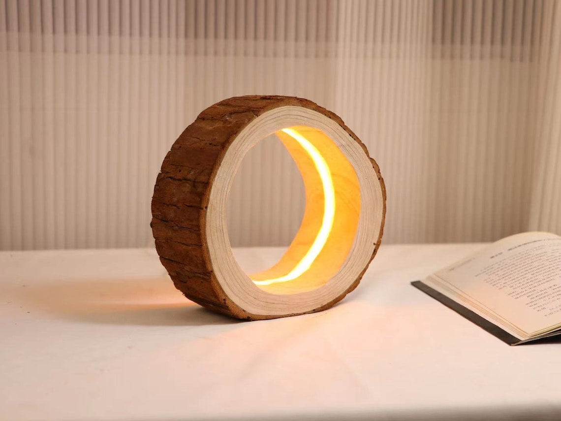 Round Log Night Light