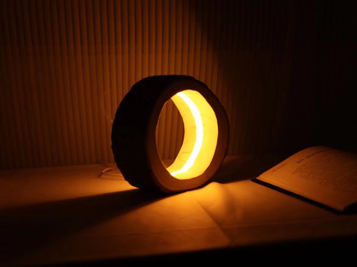 Round Log Night Light