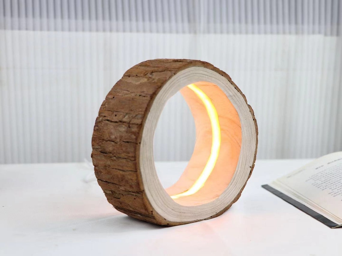 Round Log Night Light