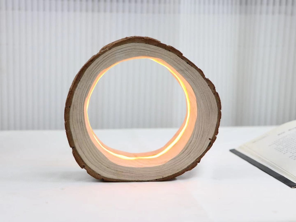 Round Log Night Light