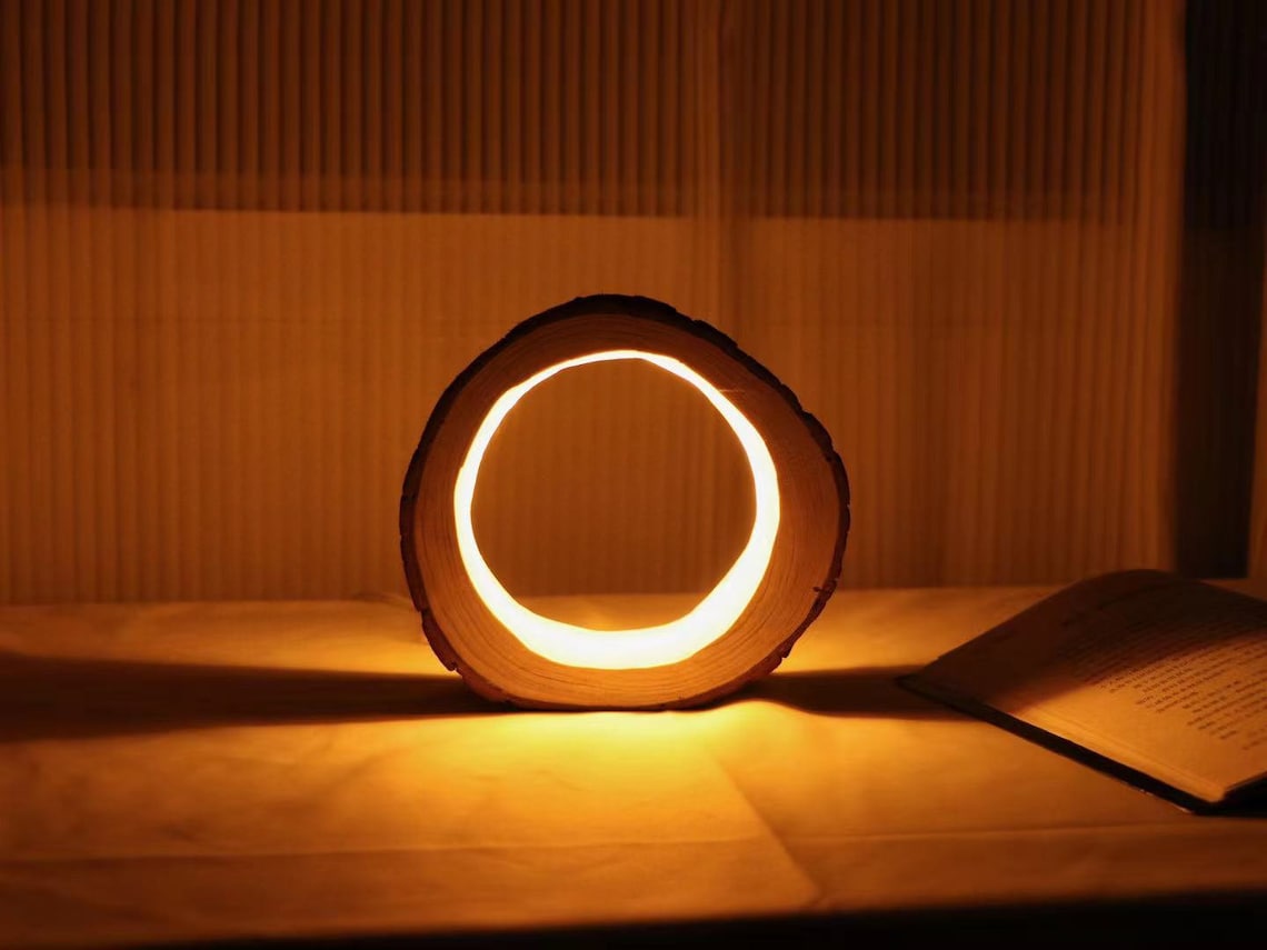 Round Log Night Light