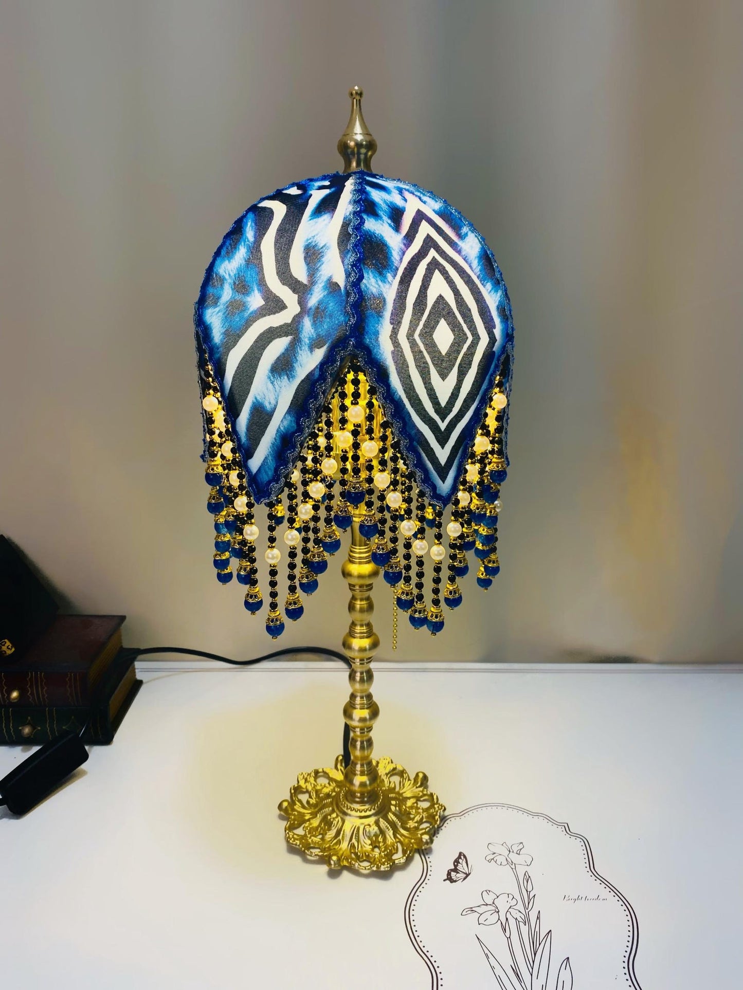 Zebra Striped Table Lamp