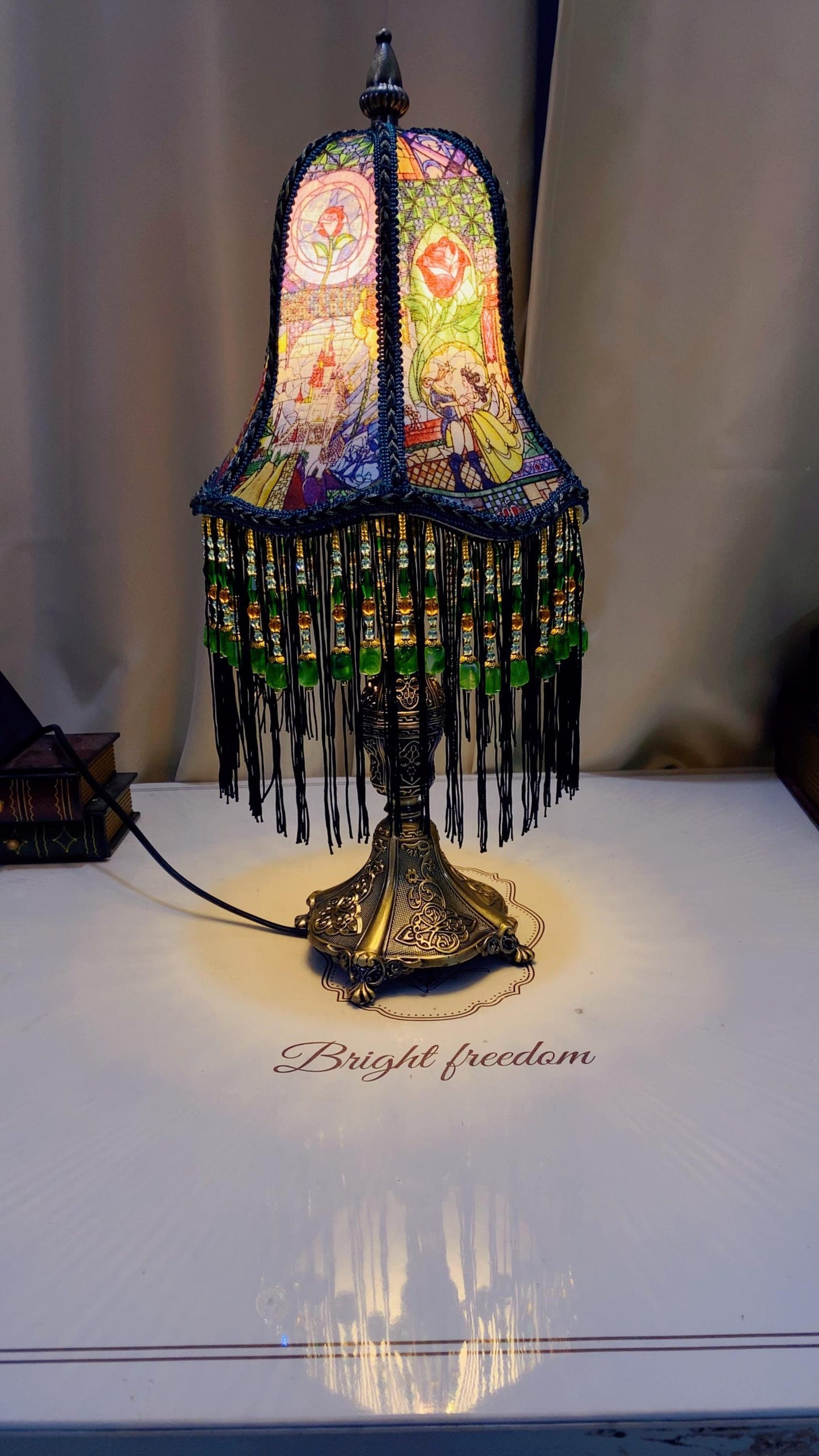 Handmade Beaded Tassel Table Lamp: Retro Princess Bedside Light