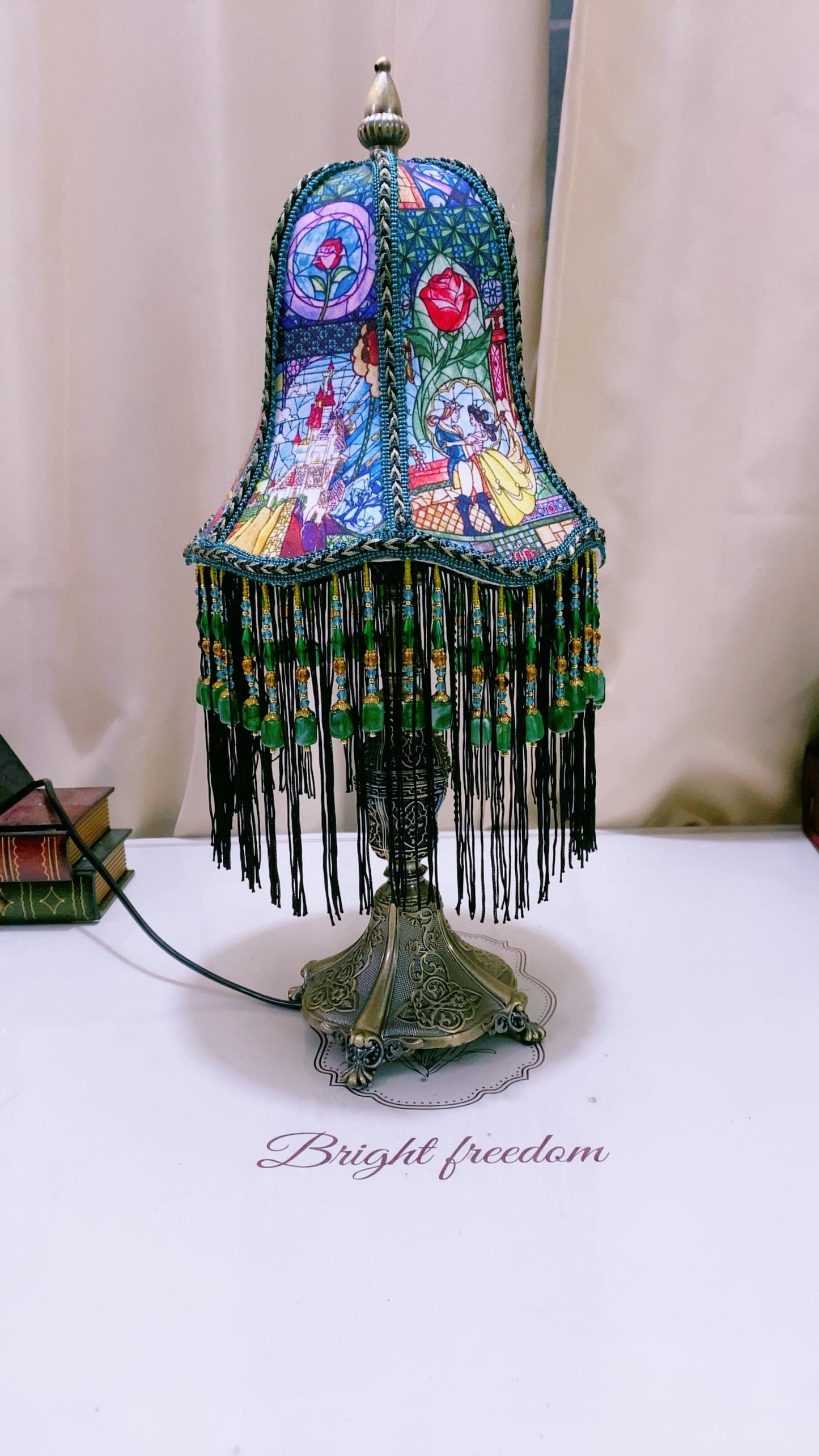 Handmade Beaded Tassel Table Lamp: Retro Princess Bedside Light
