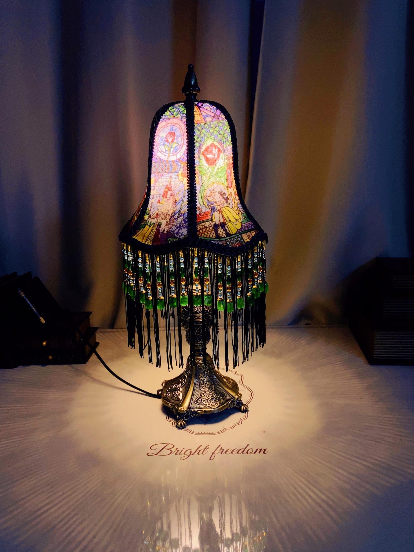 Handmade Beaded Tassel Table Lamp: Retro Princess Bedside Light