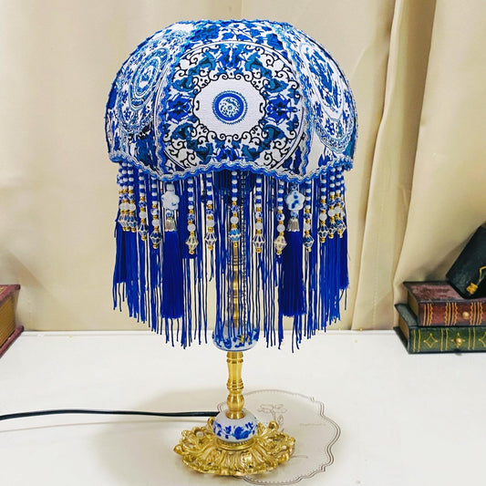 Blue And White Porcelain Warm Light Reading Lamp