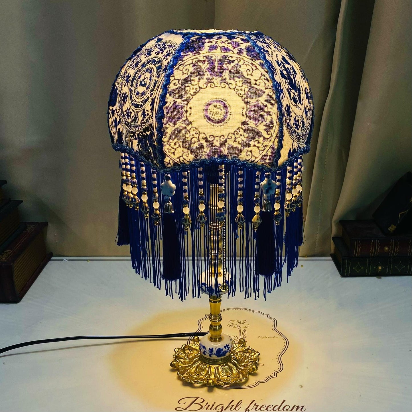 Blue And White Porcelain Warm Light Reading Lamp