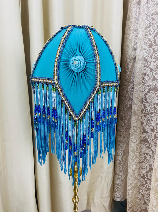 Victorian-Style Pleated Blue Floor Lamp