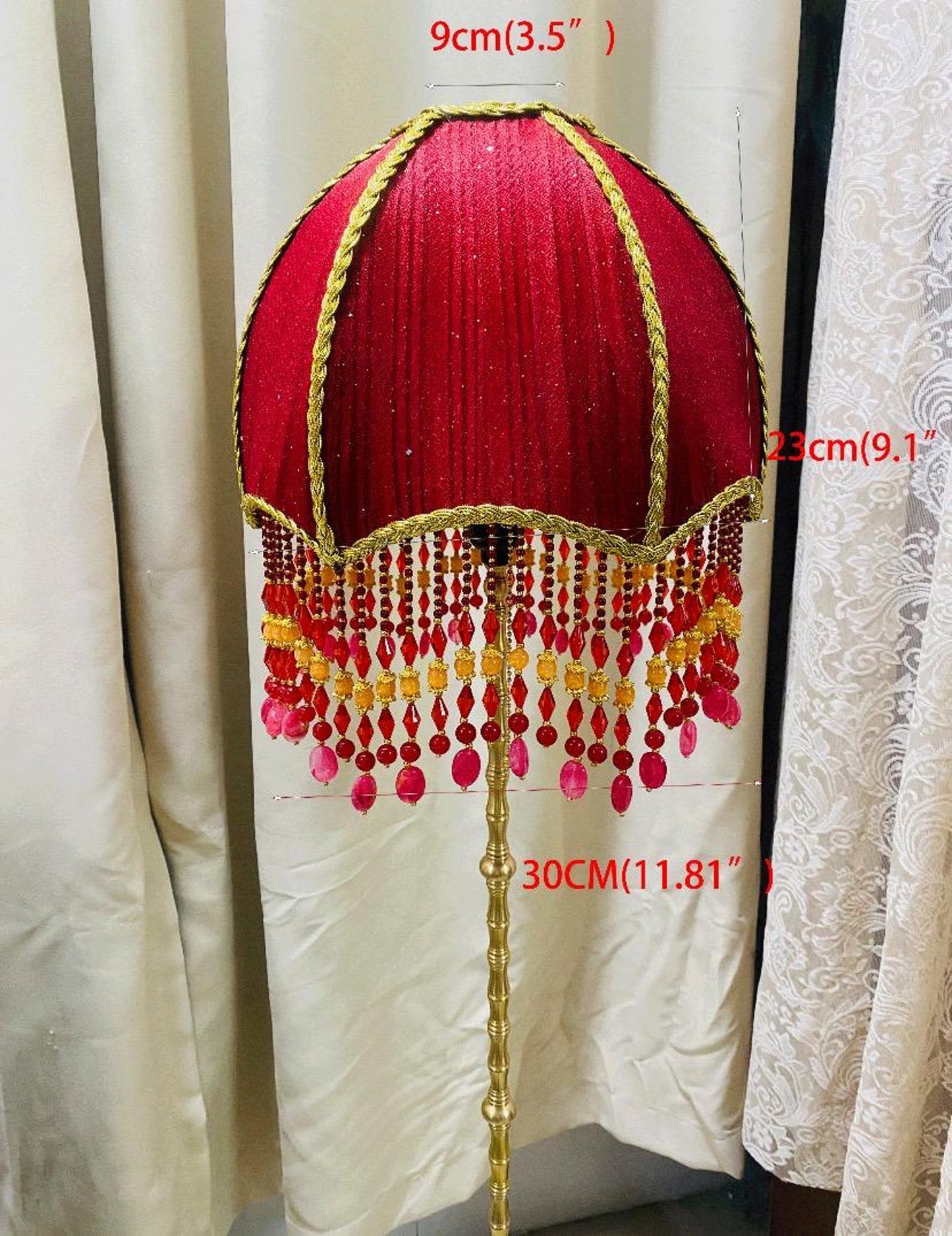 Bohemian Velvet Pleated Red floor Lamp