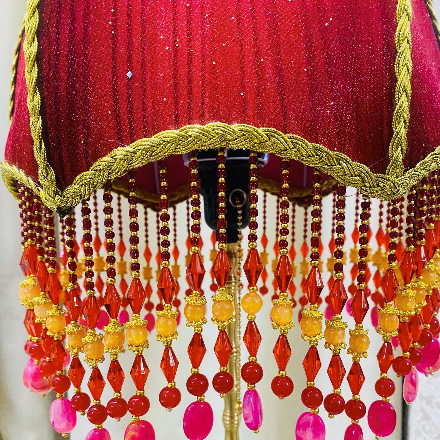 Bohemian Velvet Pleated Red floor Lamp