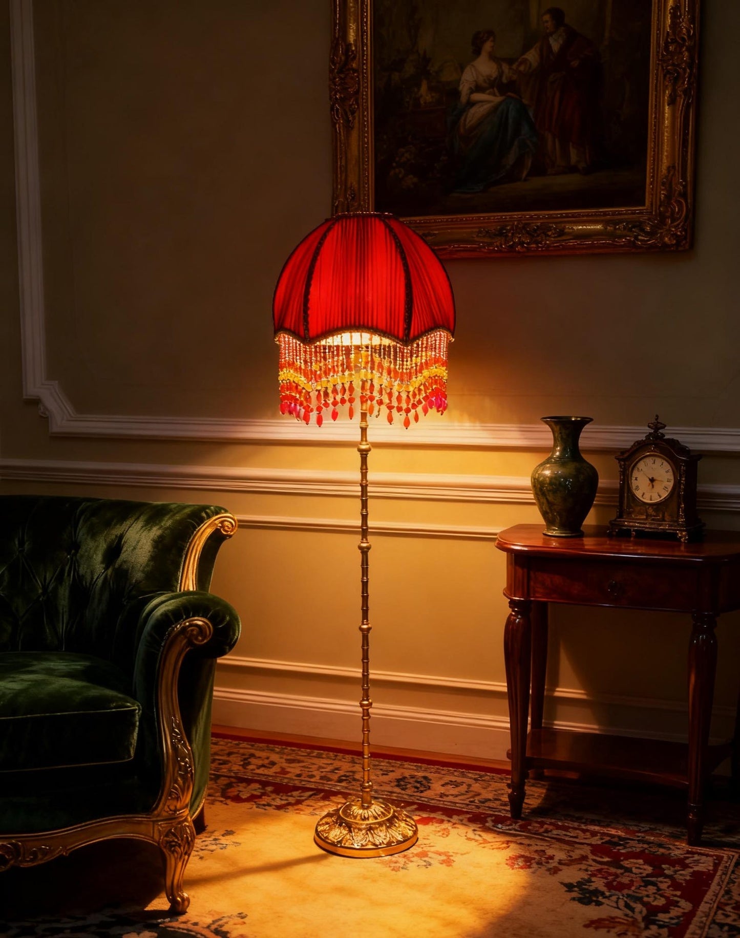 Bohemian Velvet Pleated Red floor Lamp