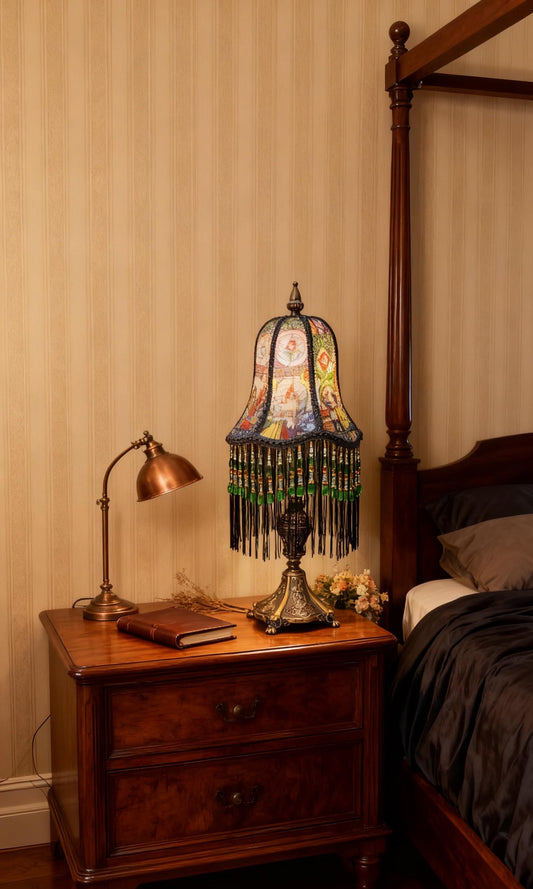 Handmade Beaded Tassel Table Lamp: Retro Princess Bedside Light