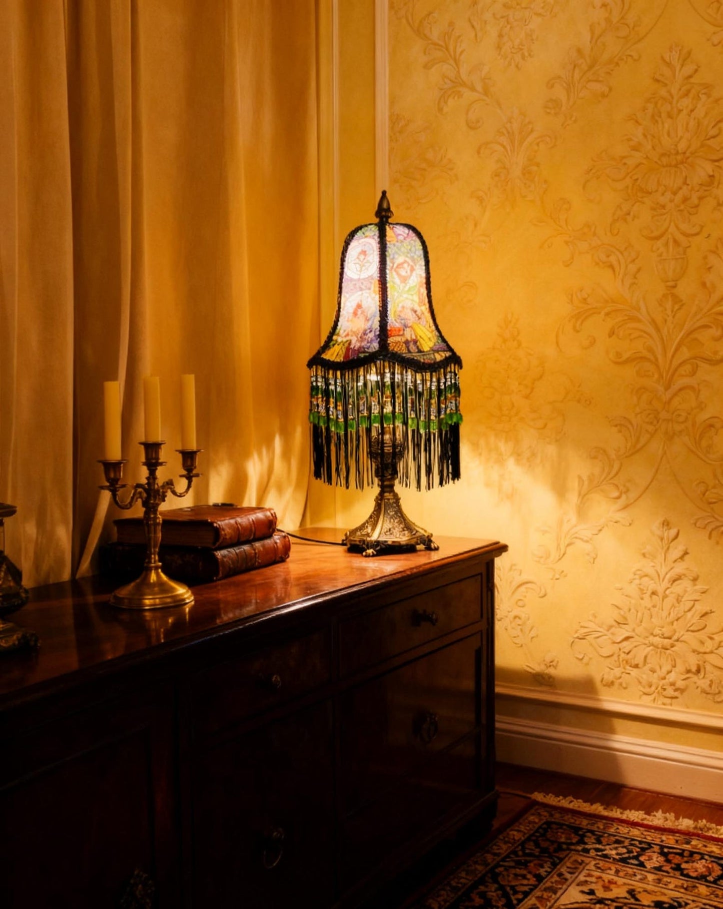 Handmade Beaded Tassel Table Lamp: Retro Princess Bedside Light