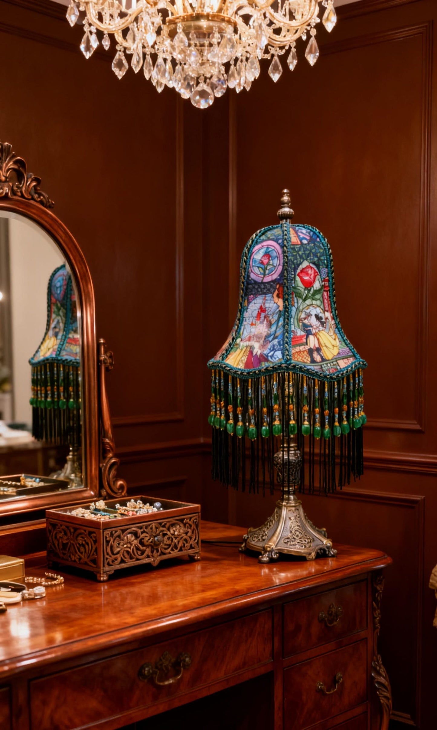 Handmade Beaded Tassel Table Lamp: Retro Princess Bedside Light