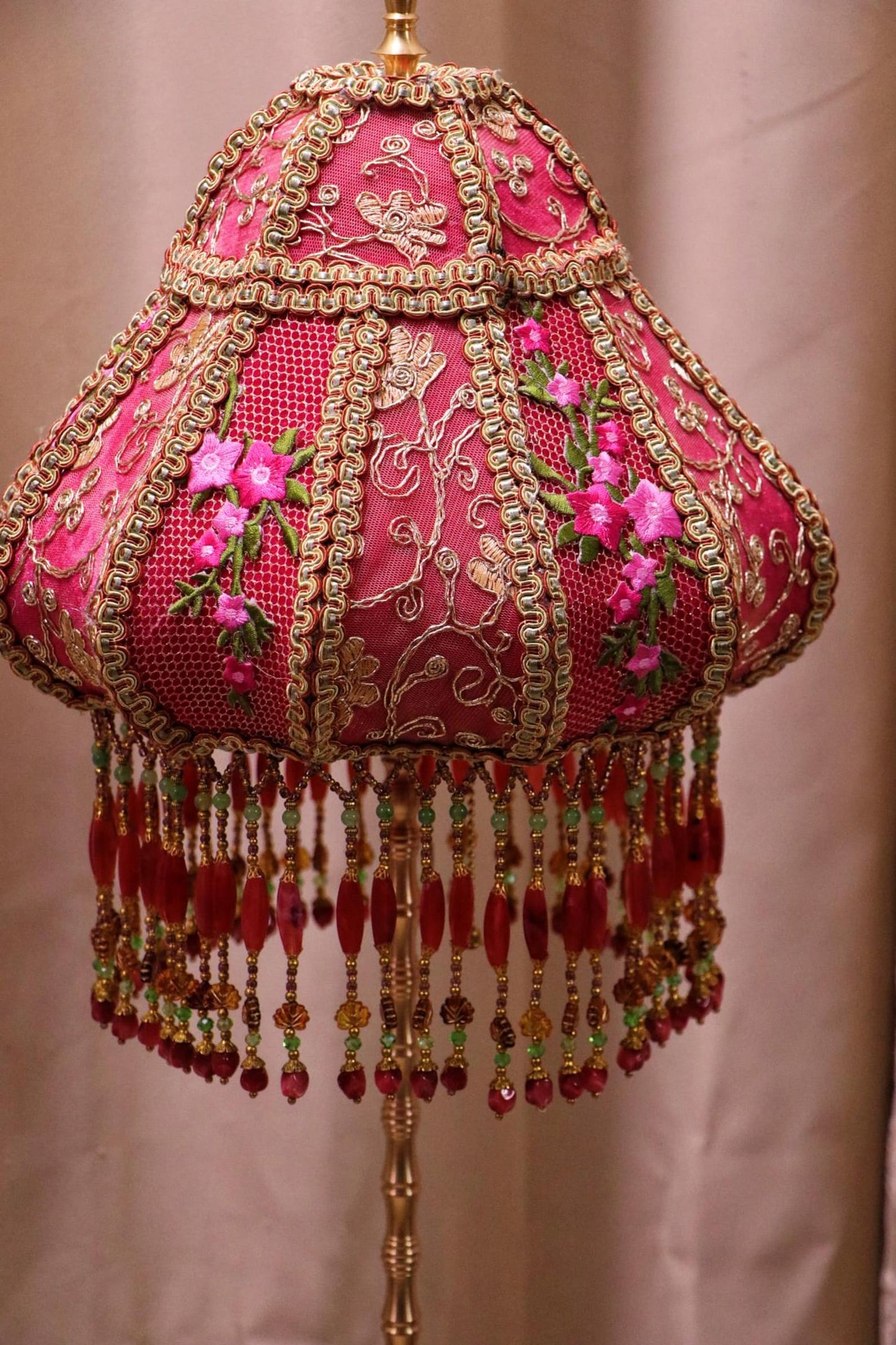 Vintage Red Plum Blossom Embroidered Floor Lamp