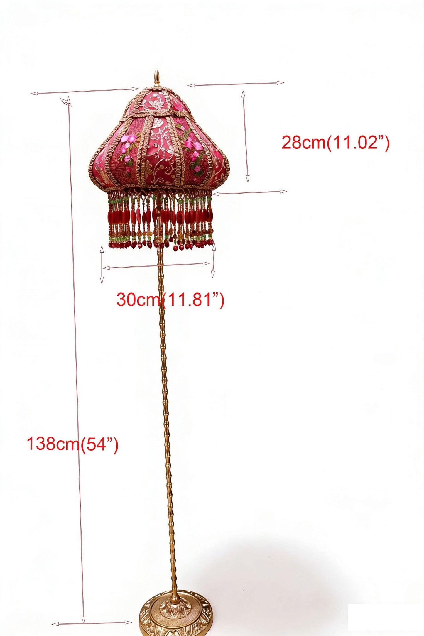 Vintage Red Plum Blossom Embroidered Floor Lamp