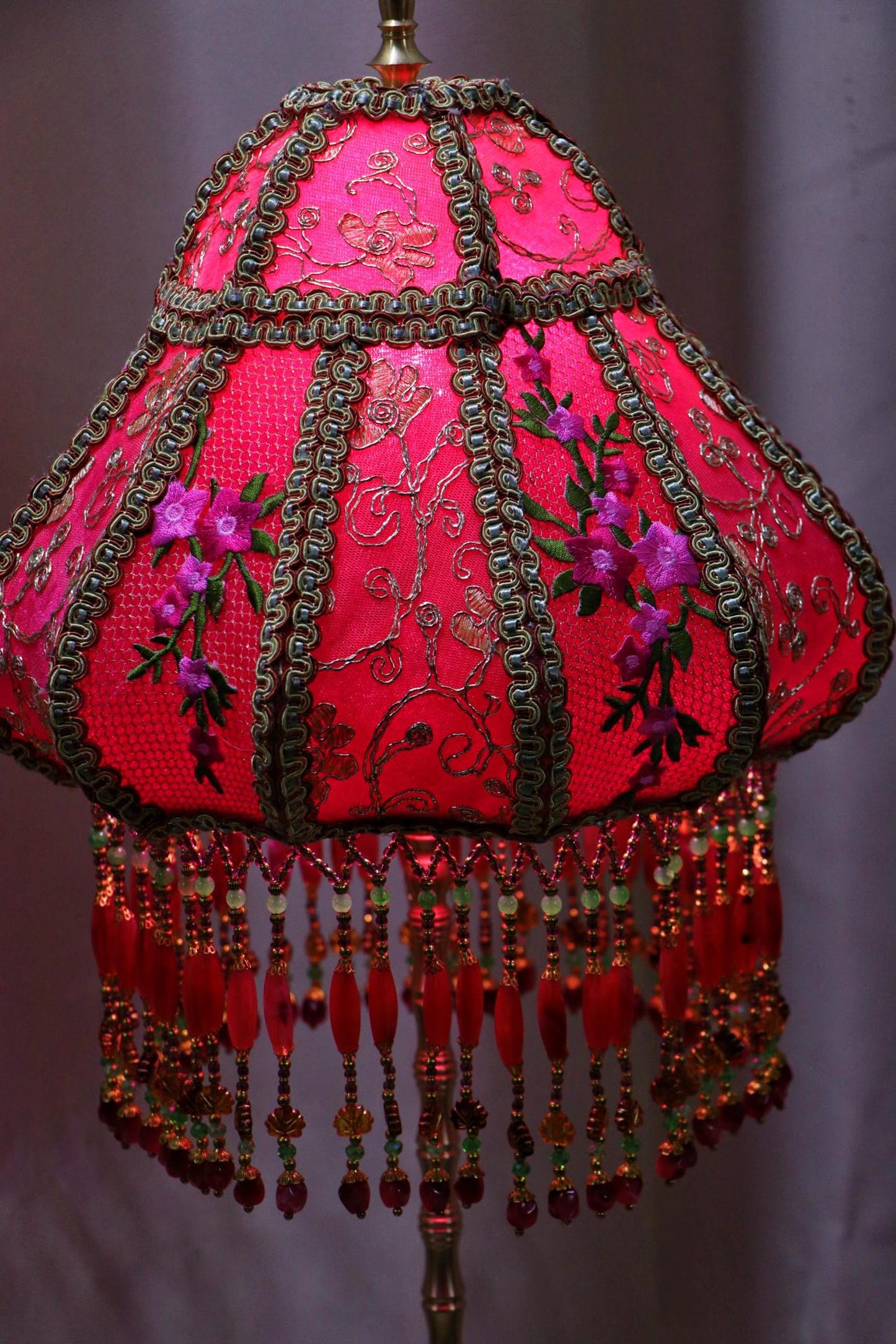 Vintage Red Plum Blossom Embroidered Floor Lamp