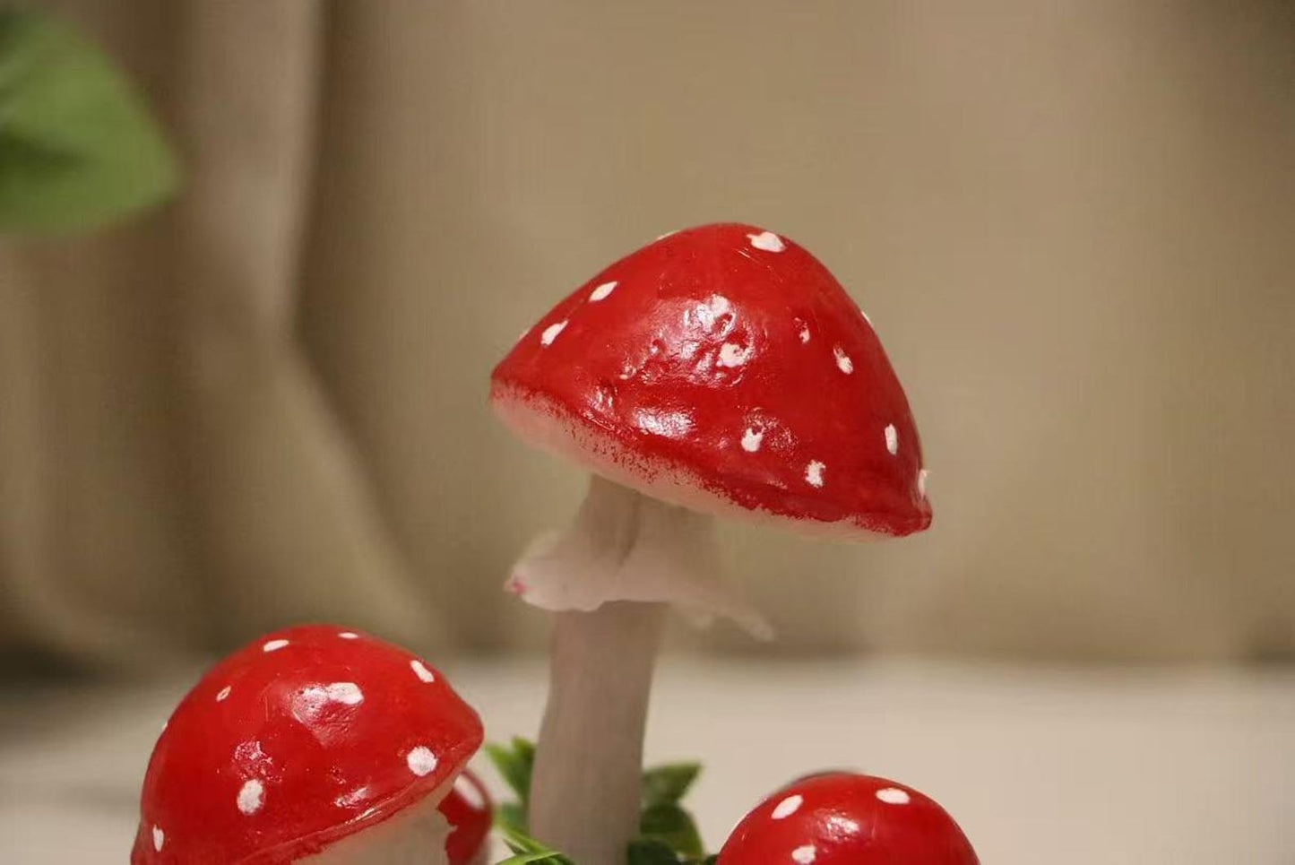 Amanita Muscaria Fly Agaric Glass Dome Mushroom Night Light, Moss Bedside Decor Lamp