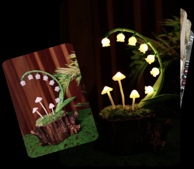 Handmade Original Lily of the Valley Mushroom Night Light