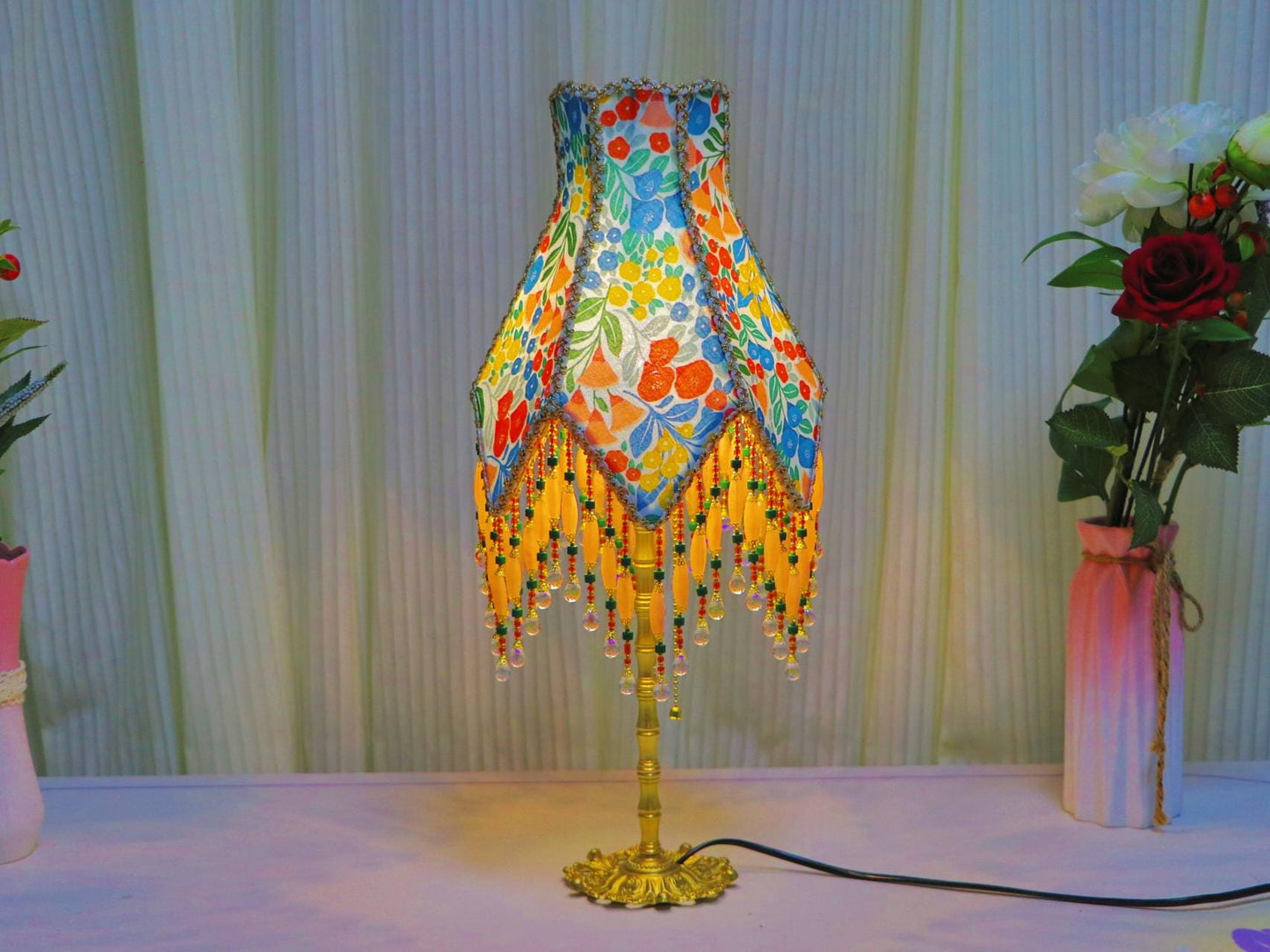 Vintage Country Floral Housewarming Gift Lamp